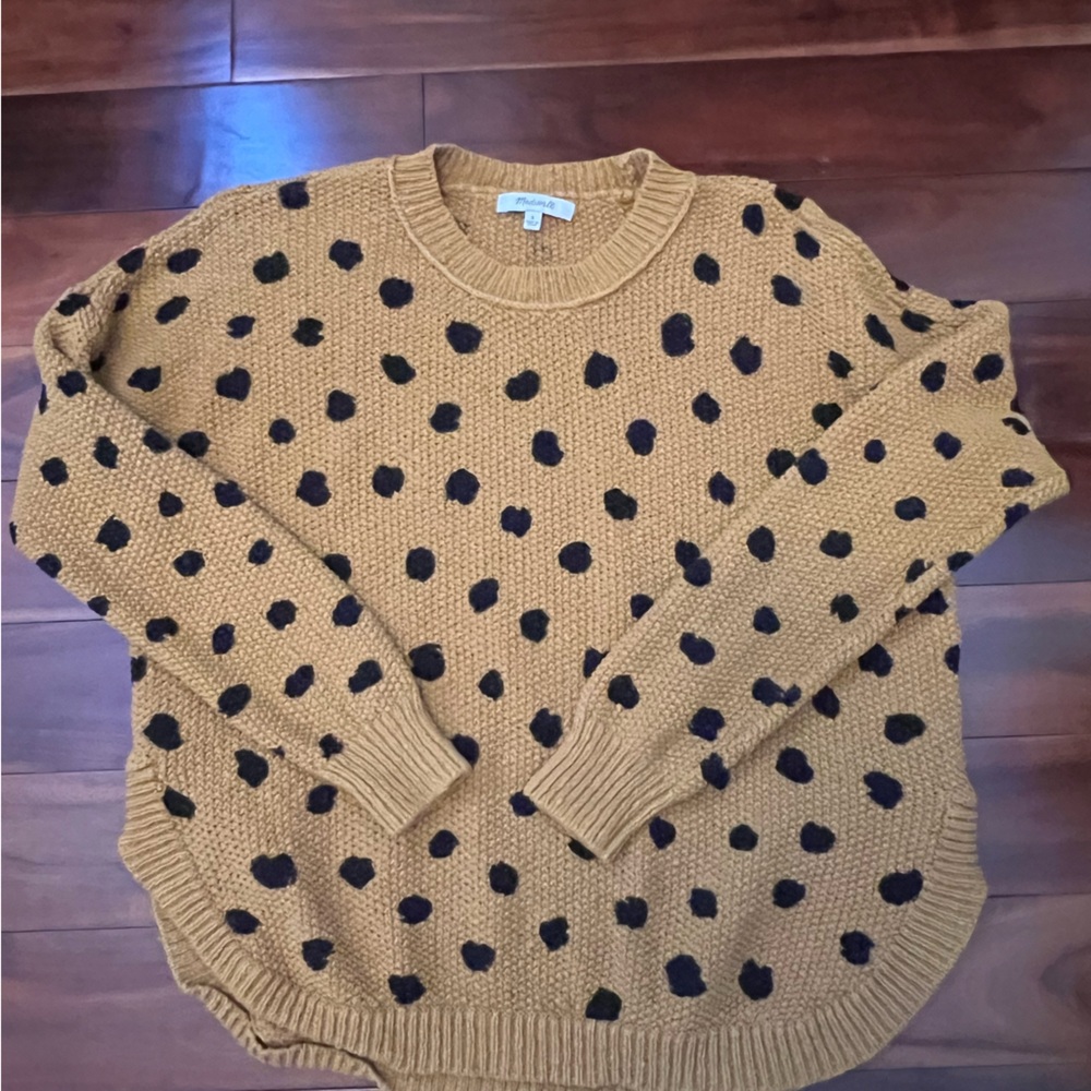 Stylish Dot Pattern Sweater - mustard and Black
